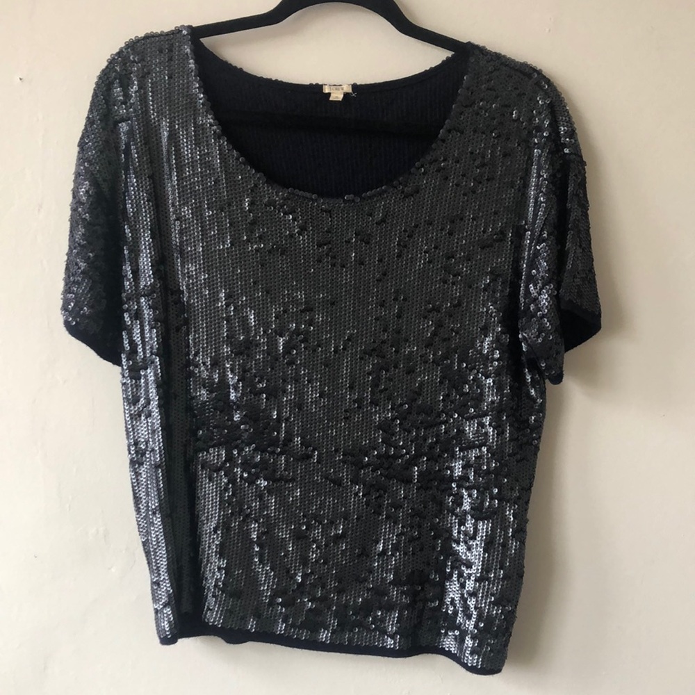 J. Crew Navy blue SEQUIN TEE